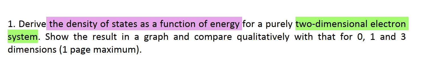 Solved Derive the density of states as a function of energy | Chegg.com