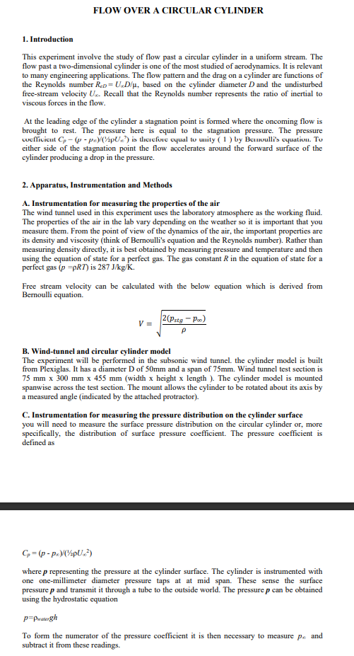 Solved FLOW OVER A CIRCULAR CYLINDER 1. Introduction This | Chegg.com