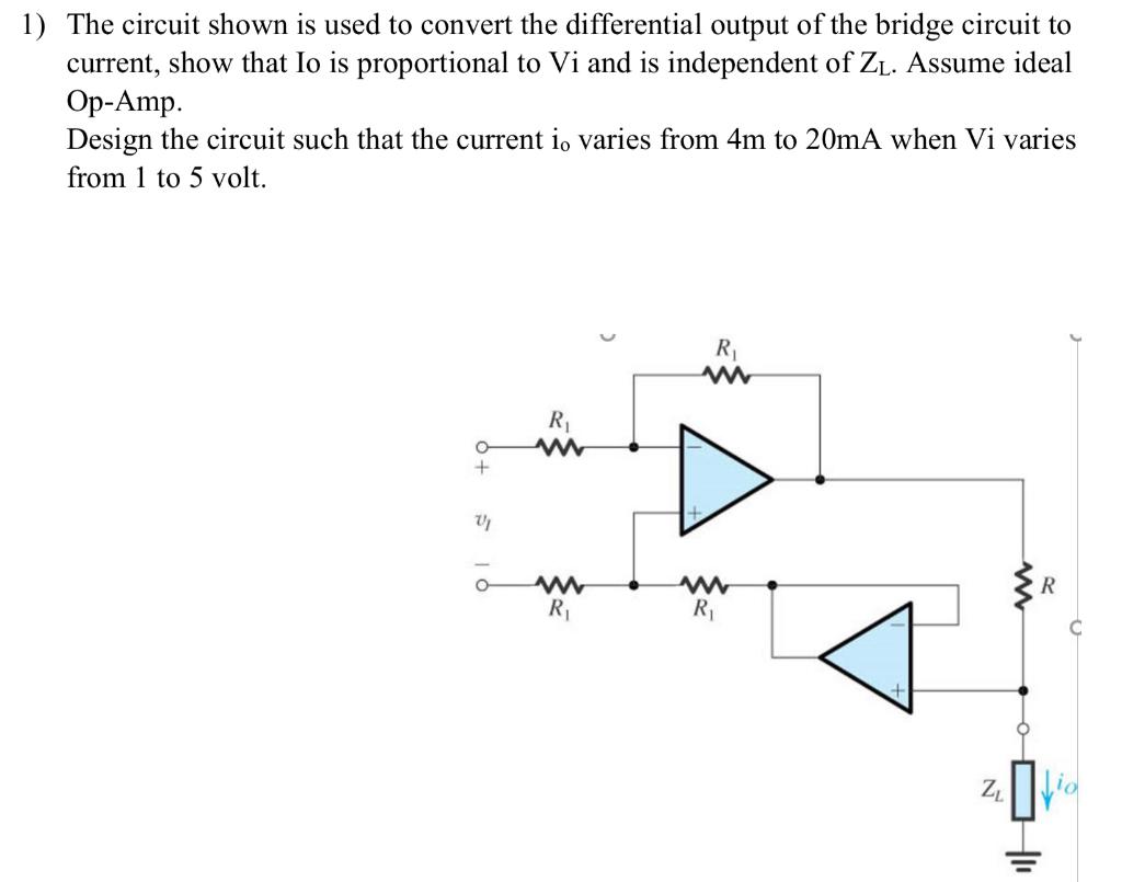 Solved The circuit shown is used to convert the differential | Chegg.com