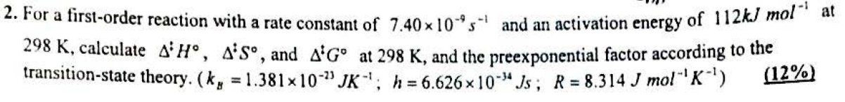 Solved 2. For a first-order reaction with a rate constant of | Chegg.com