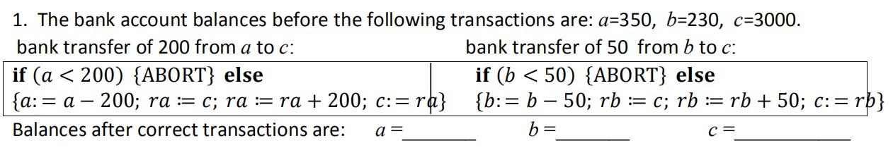 Solved 1. The bank account balances before the following | Chegg.com