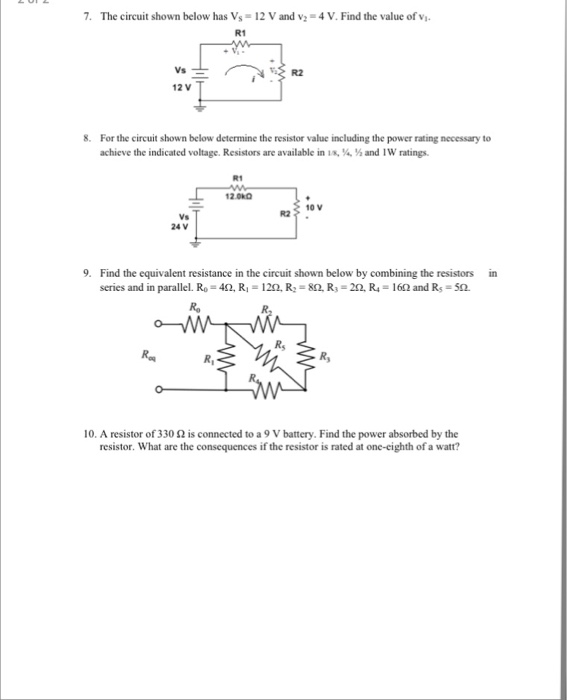 Solved The circuit shown below has V_s = 12 V and v_2 = 4 V. | Chegg.com