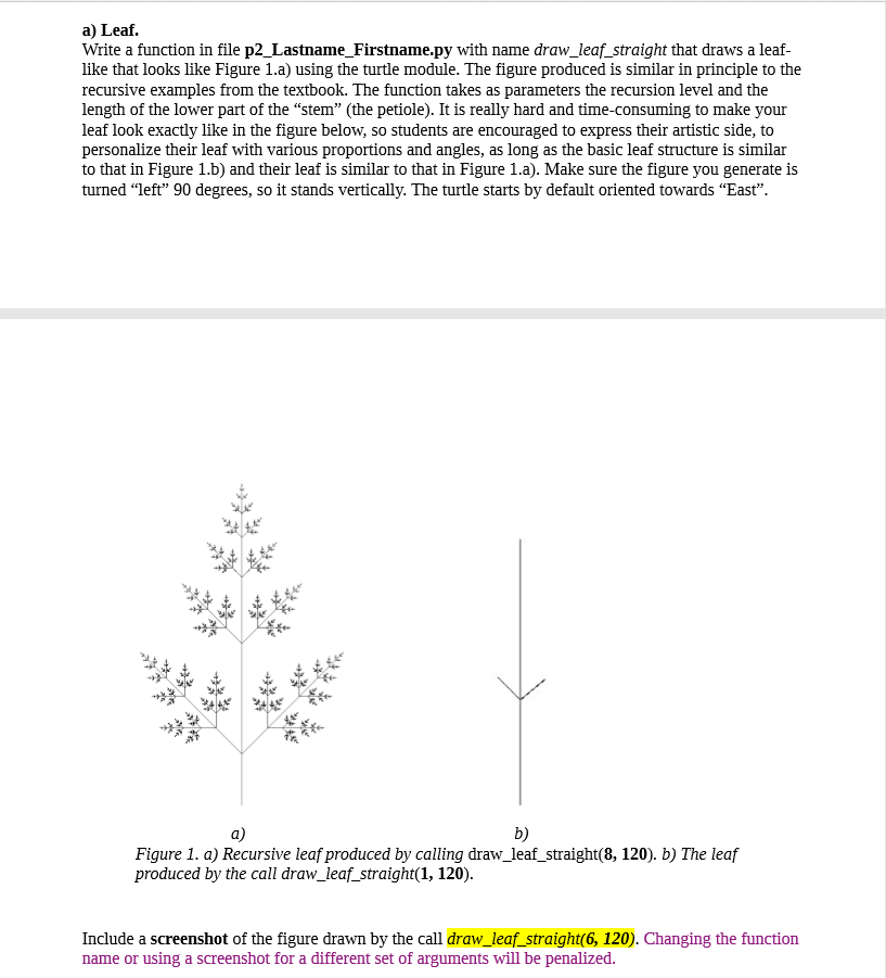 a) Leaf. Write a function in file p2 | Chegg.com