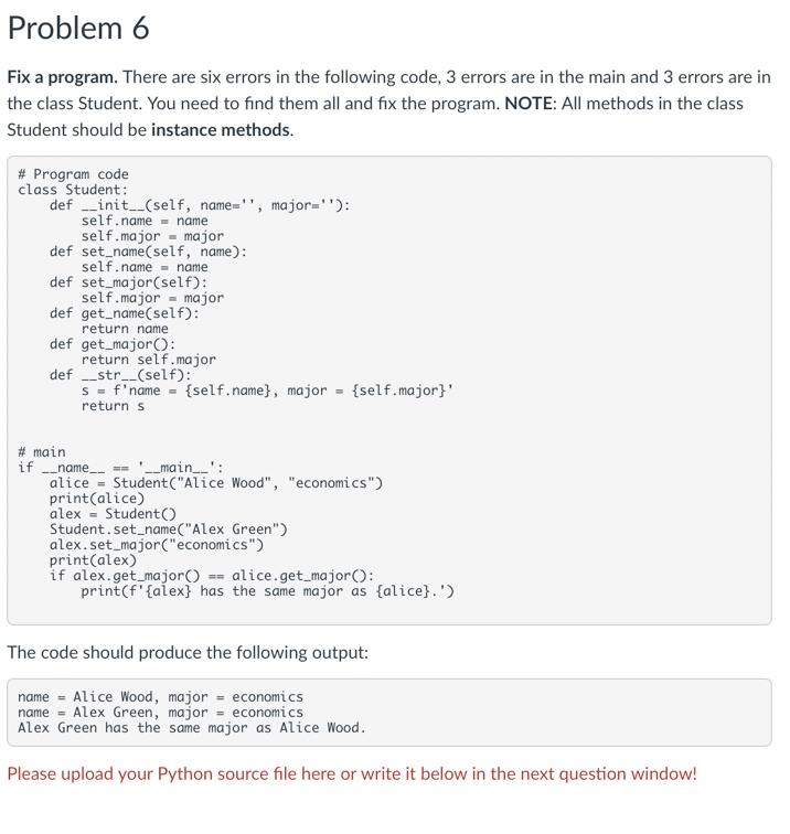 Solved Problem 6 Fix a program. There are six errors in the | Chegg.com