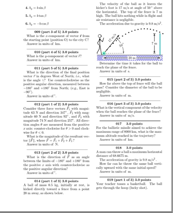 Solved B-bsin B 5. B.-btanß The Velocity Of The Ball As It | Chegg.com