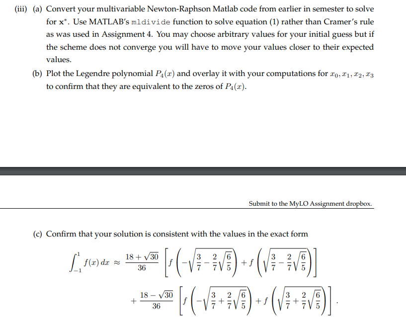 Solved 2 Consider The Four Point Gaussian Quadrature Rule