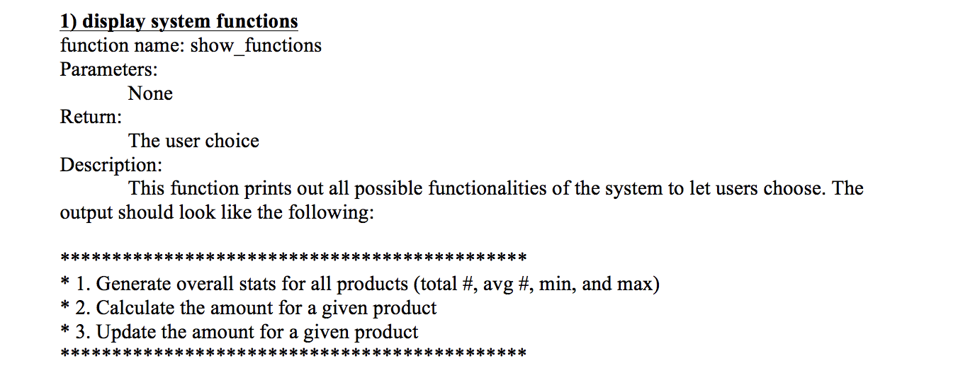 Solved 1) display system functions function name: | Chegg.com
