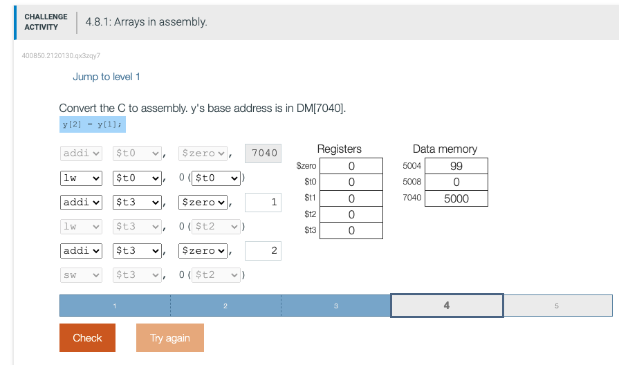 Solved Convert the C to assembly. y′ s base address is in