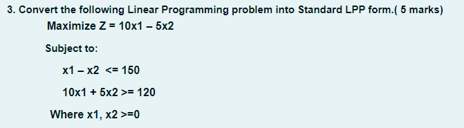 Solved 3. Convert the following Linear Programming problem | Chegg.com