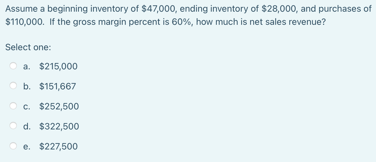 Solved Assume A Beginning Inventory Of $47,000, Ending | Chegg.com