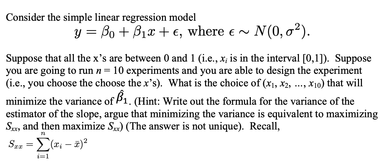 Solved Consider The Simple Linear Regression Model Y Bo 2605