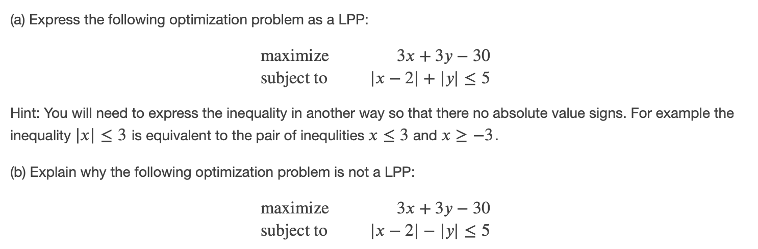 Solved A Express The Following Optimization Problem As A Chegg Solved A Express The Following Optimization Problem As A Chegg