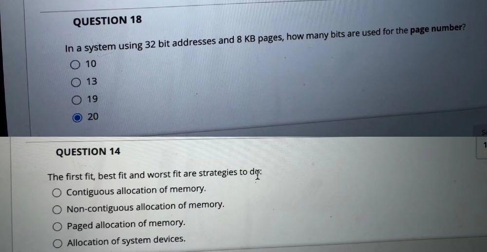 Solved QUESTION 18 In a system using 32 bit addresses and 8 | Chegg.com
