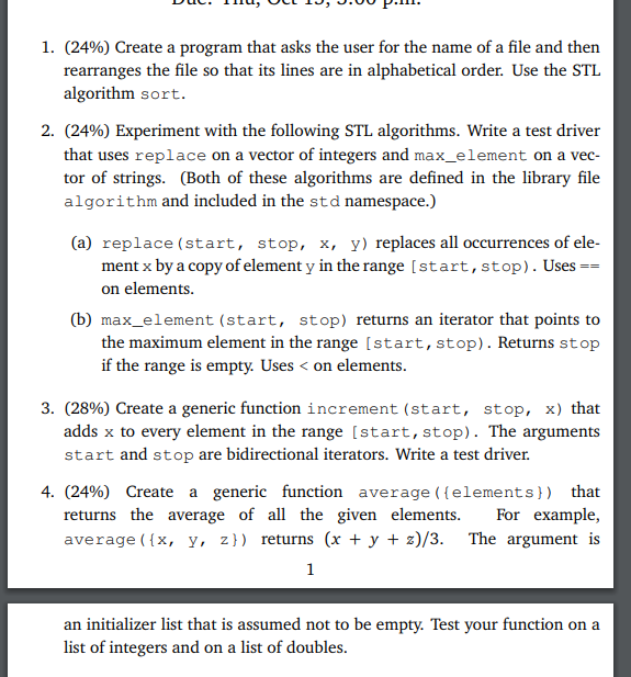 1. (24%) Create a program that asks the user for the | Chegg.com