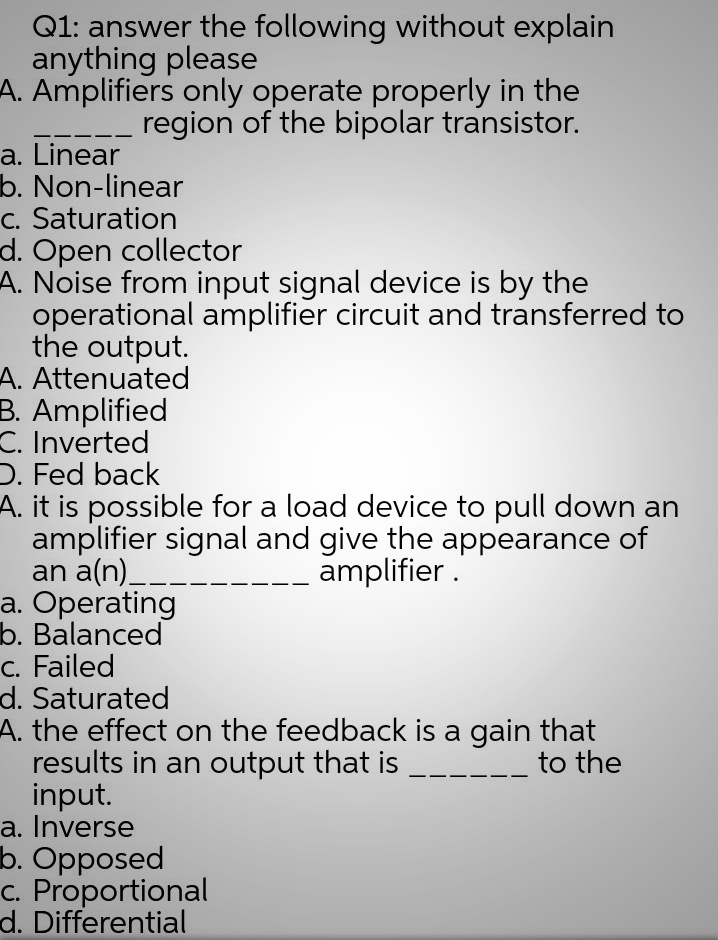 Solved Q1: Answer The Following Without Explain Anything | Chegg.com