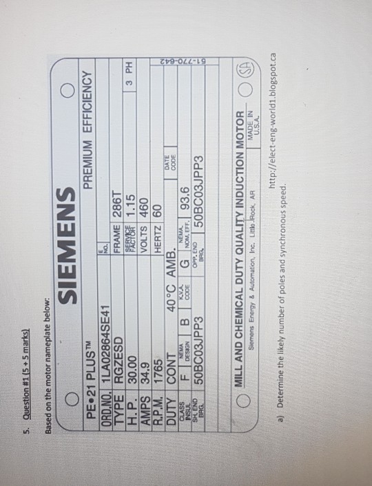 Solved 5. Question 1 (5 + 5 marks) Based on the motor