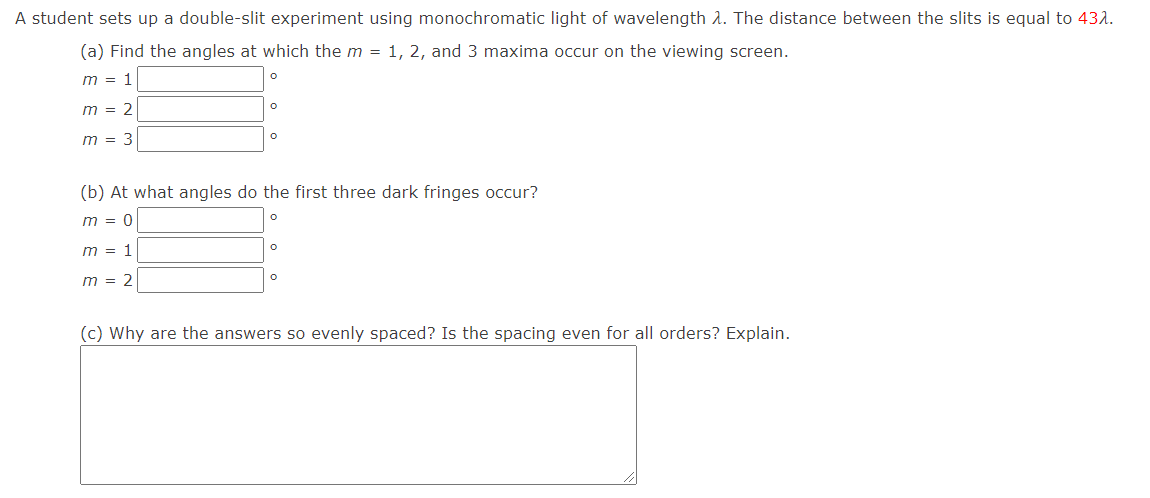 Solved A student sets up a double-slit experiment using | Chegg.com
