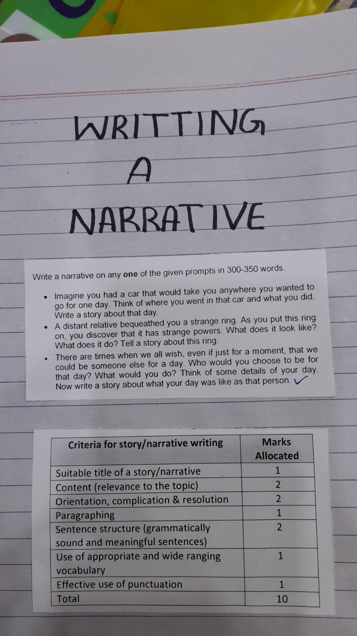 WRITTING A А NARRATIVE Write a narrative on any one | Chegg.com