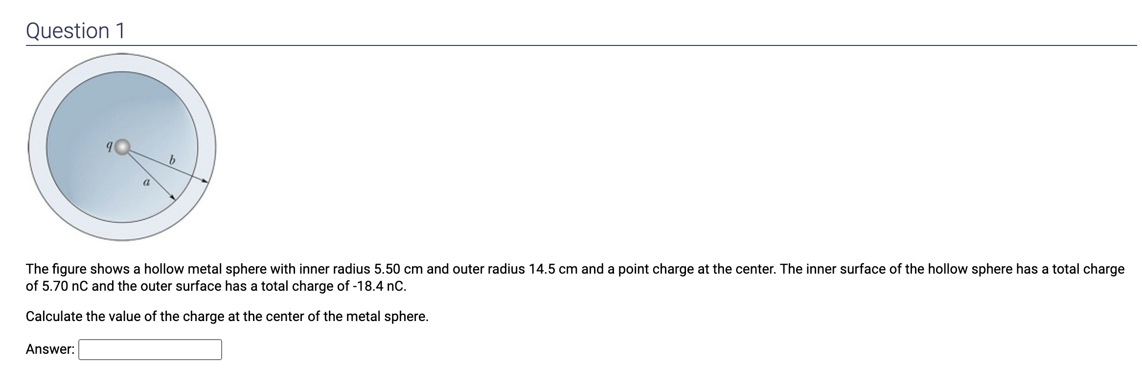 Solved Question 1 The figure shows a hollow metal sphere