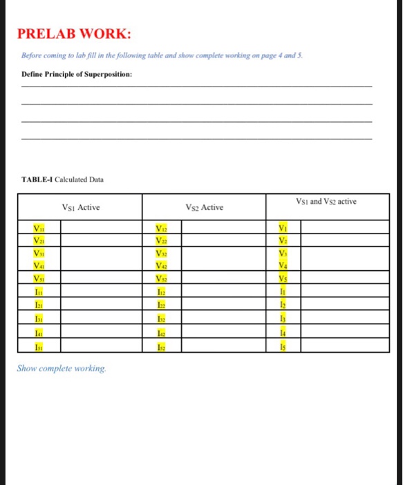 Solved PRELAB WORK: Before coming to lab fill in the | Chegg.com