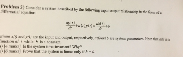 Solved Problem 2) Consider a system described by the | Chegg.com