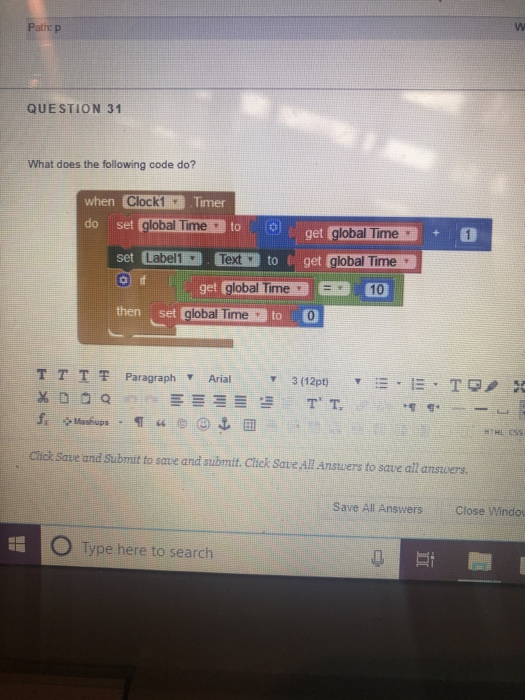 Solved ath: p QUESTION 31 What does the following code do? | Chegg.com