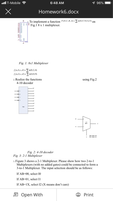 Solved Fig. 2: 4-10 decoder Fig. 3: 2-1 Multiplexer 3. | Chegg.com