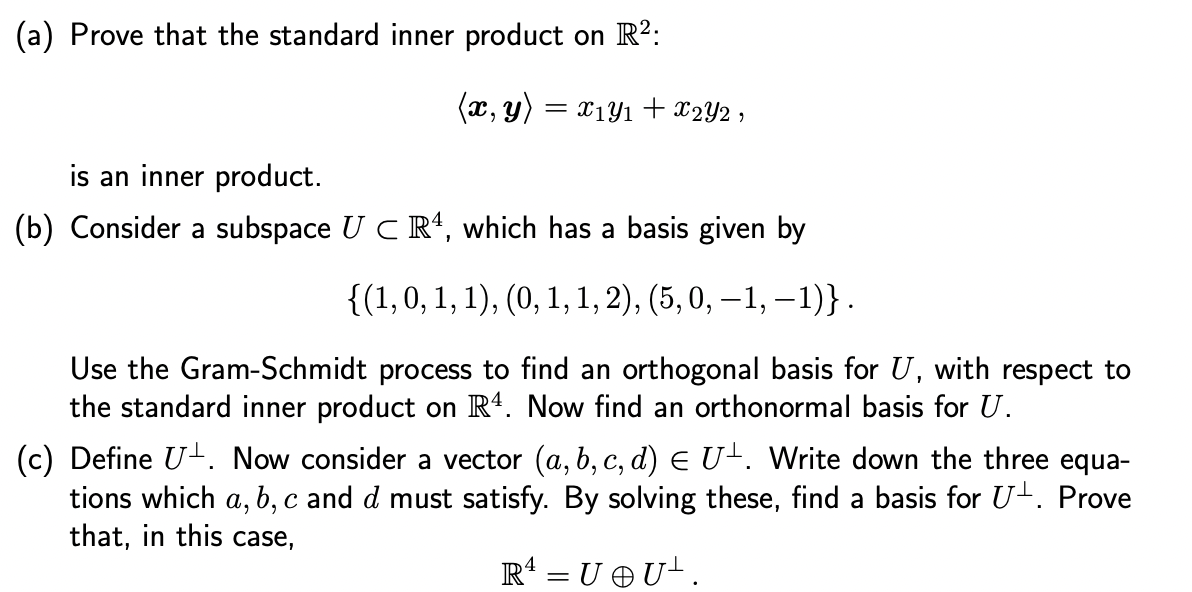 Solved (a) Prove that the standard inner product on R2