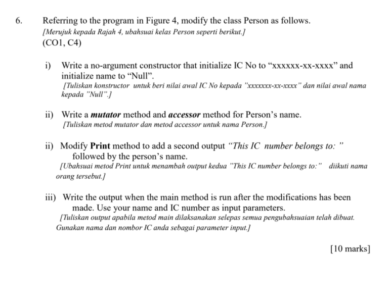 Solved 6. Referring to the program in Figure 4, modify the | Chegg.com