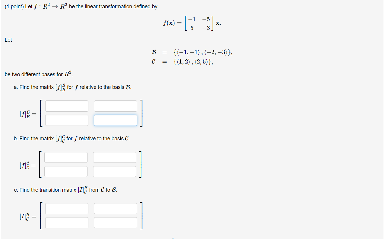 Solved (1 Point) Let F: R2 + R2 Be The Linear Transformation | Chegg.com