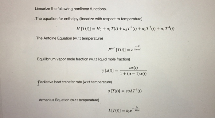 Solved Linearize The Following Nonlinear Functions The Chegg
