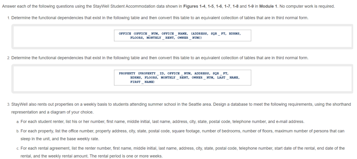 Solved Answer Each Of The Following Questions Using The | Chegg.com