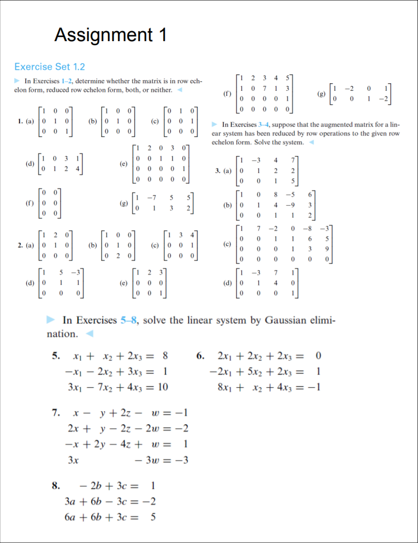 Solved Assignment 1 Exercise Set 1.2 In Exercises 1 2 Chegg