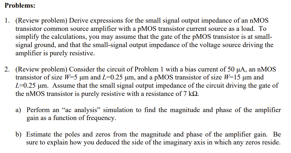 Solved Problems: 1. (Review problem) Derive expressions for | Chegg.com