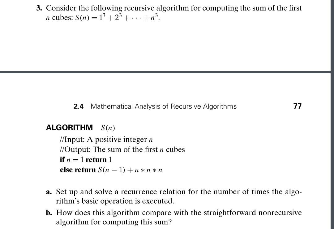 Solved 3. Consider The Following Recursive Algorithm For | Chegg.com