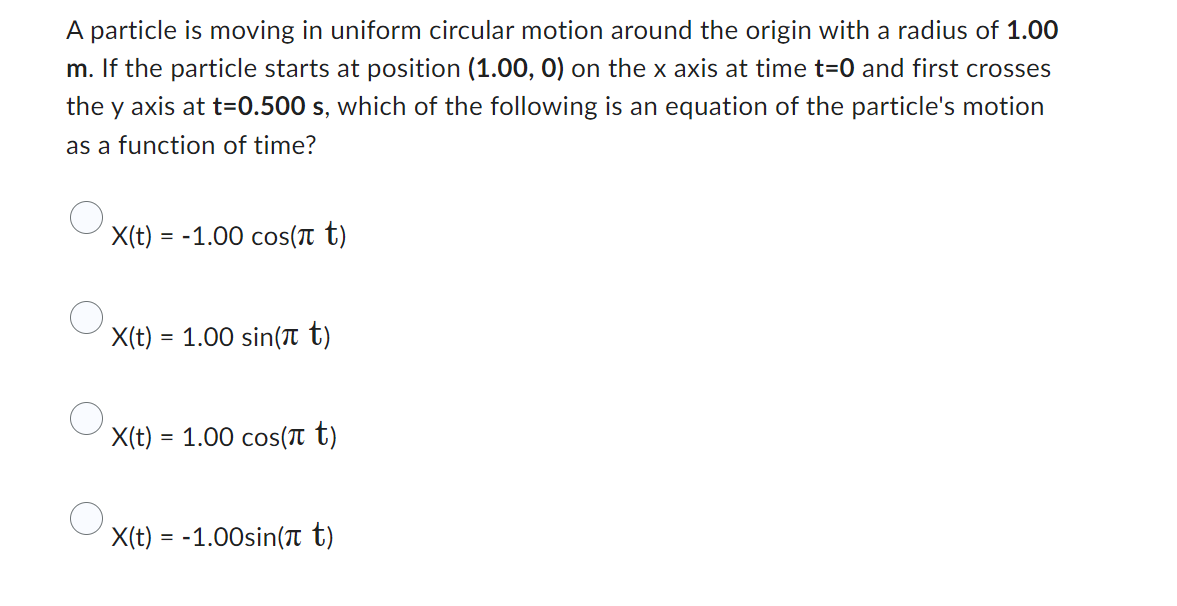 Solved A particle is moving in uniform circular motion | Chegg.com