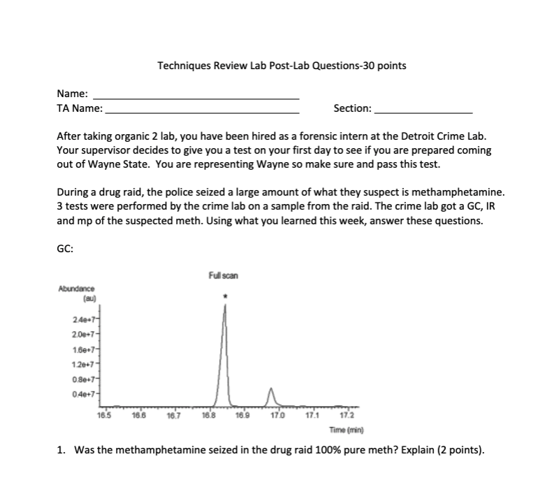 Techniques Review Lab Post-Lab Questions-30 points | Chegg.com
