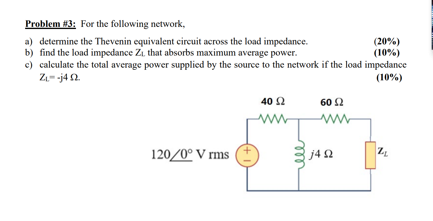 Solved Problem #3: For the following network, a) determine | Chegg.com