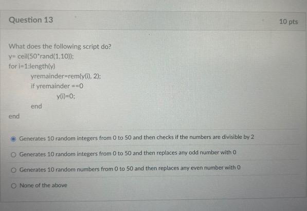 Solved What does the following script do? | Chegg.com