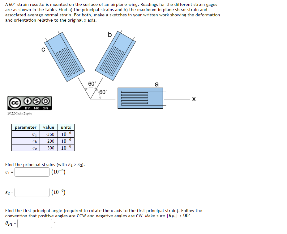 Solved A 60∘ strain rosette is mounted on the surface of an | Chegg.com