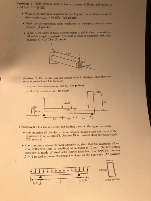 Solved Problem 1 - Solid circular shaft AB has a diameter of | Chegg.com