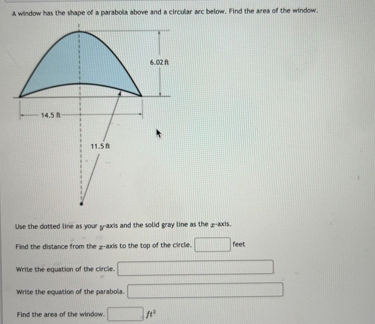 Solved A window has the shape of a parabola above and a | Chegg.com