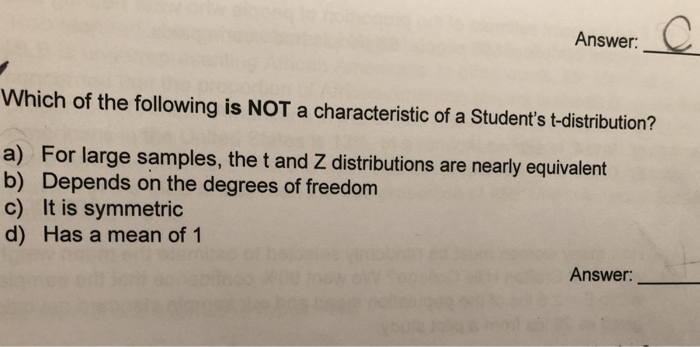 Solved Answer Which Of The Following Is NOT A Characteristic | Chegg.com