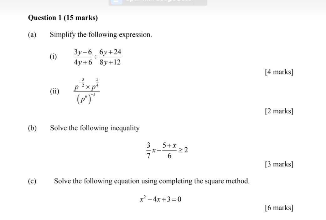 Solved Question 1 (15 marks) (a) Simplify the following | Chegg.com