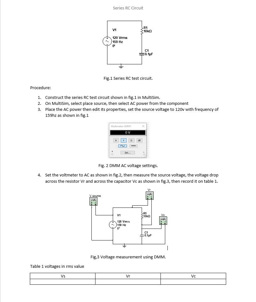 Solved Series RC Circuit Activity (Only Do This Task If | Chegg.com