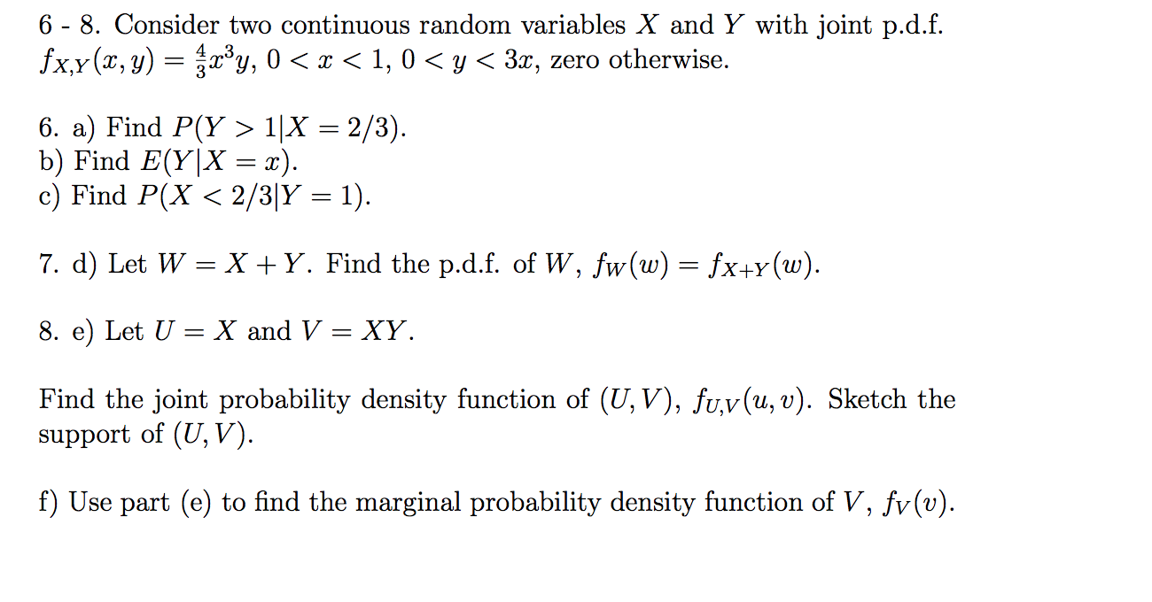 Solved 6 8 Consider Two Continuous Random Variables X Chegg Com