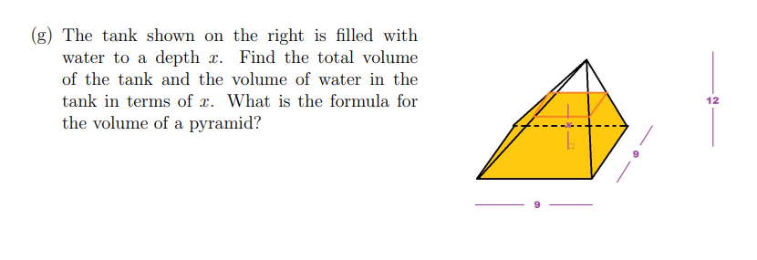 Solved (g) The tank shown on the right is filled with water | Chegg.com