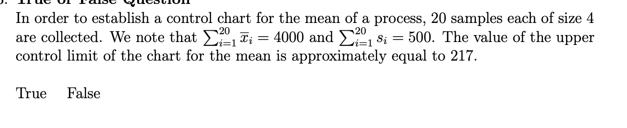Solved In order to establish a control chart for the mean of | Chegg.com