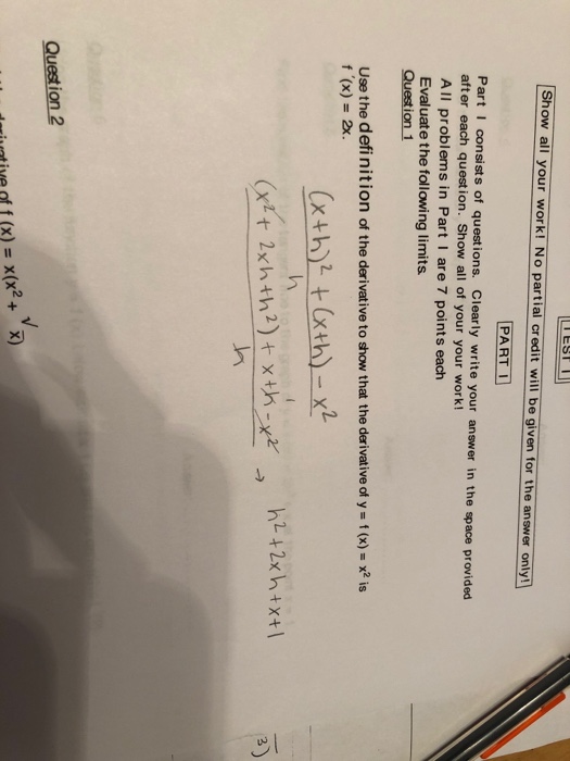 Solved Show all your work! No partial credit will be given | Chegg.com