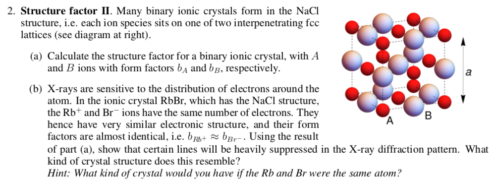 Solved 2. Structure factor II. Many binary ionic crystals | Chegg.com